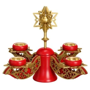 Adventsleuchter rot/gold mit 4 Teelichtern HxLxB 27x39x39cm NEU Teelichtleuchter - Picture 1 of 1