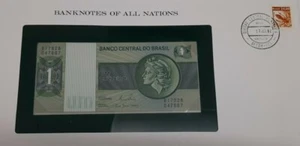 Billete Brasil One Cruzeiro 1982 crujiente sin circular en sobre estampado - Imagen 1 de 2