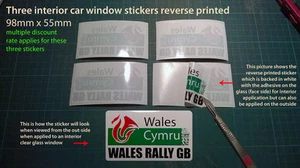 Ventana, adhesivo, calcomanía, Wales Cymru Rally GB WRC 98x55 x3 interior - Imagen 1 de 2