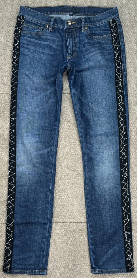 Pantalones de mezclilla Juicy Couture para mujer con cadena lateral de encaje 5 bolsillos talla 26 (real 29x28,5) Foto 1 de 4