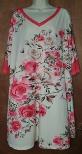 Creme & Rosa 3/4 Ärmel Lilie Kleid / Damengröße 3X / Slinky / seidig / hübsch - Bild 1 von 5