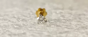 18k Gold 0.12ct Echtem Diamant VVS F-G Nase Lippe Lippenscheibe Schraube Ab Ring - Bild 1 von 10
