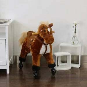 Kids Rocking Horse Ride on Toy Wood Plush Pony Gift w/Neigh Sound Toddlers - Picture 1 of 14