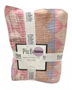 PiuBelle~100% Cotton~Queen Coverlet~88” x 94”~Pink/Blue~100% Cotton~NWT~ - Picture 1 of 7