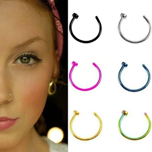 6MM 8MM 10MM NASENRING SEPTUM RING NASENPIERCING NASE PIERCING HUFEISEN SILBER - Bild 1 von 7