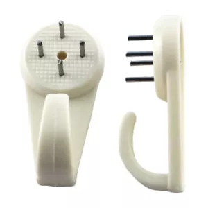 Hard Wall Picture or Photo Hook 41mm - White Hanger Hanging Heavy Duty Hardwall - Picture 1 of 3