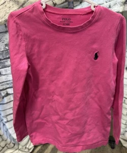 Ralph Lauren Polo Girls Dark Pink Long Sleeve Shirt Size 4 - Picture 1 of 3
