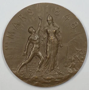 1898 Neuchatel Switzerland Bronze 50th Anniversary of Swiss Unification Medal JA - Picture 1 of 2