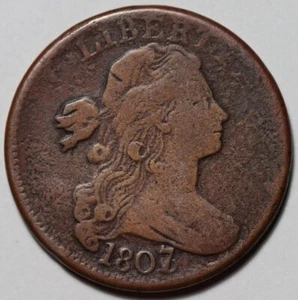 1807/6 Draped Bust Large Cent - US 1c Copper Penny Coin - Picture 1 of 9