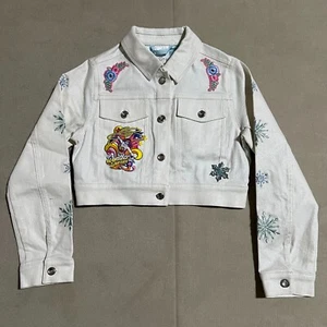 Disney Frozen & Wonder Woman White Cropped Denim Jacket- Customized NWT - Picture 1 of 22