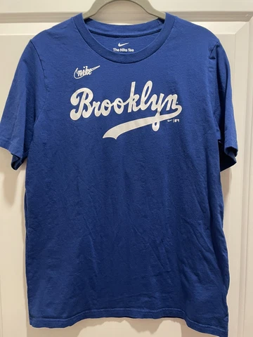 Vintage Nike Robinson Brooklyn Dodgers Blue Baseball T-Shirt Kids XL MLB Cover