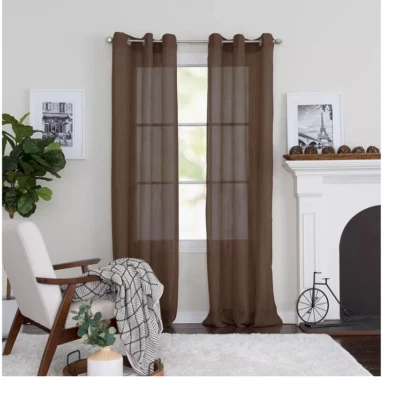 Miller Curtains Semi-Sheer Crushed Voile Preston 48" x 108" Grommet Panel  Brown - Imagem 1 de 3