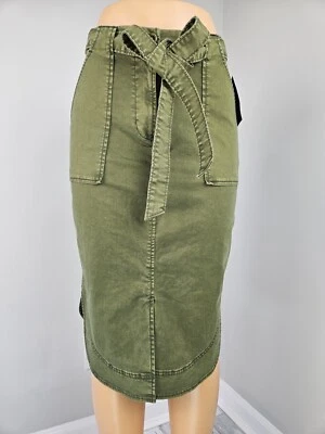 Gap Khaki Belted Skirt Olive Green Petite 0 Cotton Blend - Image 1 of 4
