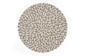 Multicolor Felt Ball Carpet - Grey Tone Felt Rug - Handmade With 100% Pure Wool - Picture 1 of 6