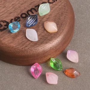 Lote de 10 cuentas colgantes sueltas de vidrio murano de cristal de 13x9 mm con forma de pétalo de flora - Imagen 1 de 14