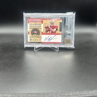 2011 Colin Kaepernick Auto Panini Playoff Contenders Rookie Ticket BGS 9 AUTO 10 - Image 1 of 4
