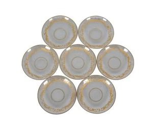 7 Antique Saint Louis France Etched Gilt Crystal Underplates Saucers Plates - Picture 1 of 10