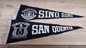 OLD VINTAGE 1970 1990 Sing Sing San Quentin Prison Prisoner Pennant Banners - Picture 1 of 11