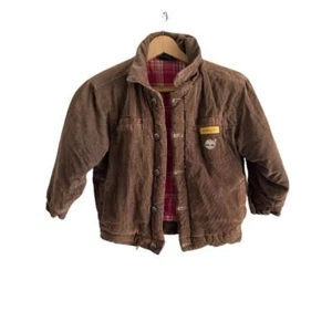 Timberland Corduroy Insulated Quilted Kids Brown Button Jacket Sz 7 - Picture 1 of 9