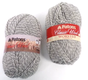 Patons Classic Wool Worsted Yarn 2 Skeins Color #77251 Grey Marle 100% New Wool - Picture 1 of 10