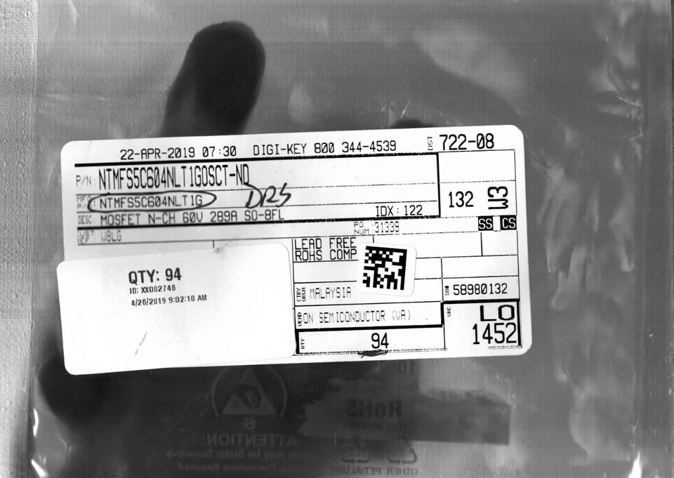 NTMFS5C604NLT1G On Semiconductor MOSFET N-CH 60V 289A SO-8FL **LOT OF 32** - Image 1 of 1