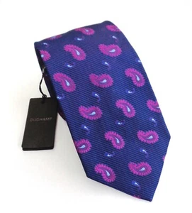 DUCHAMP LONDON, CLASSIC NW TAGS BLUE & MULTICOLOR 'RIBBED PAISLEY' TIE, FREEPOST - Picture 1 of 5