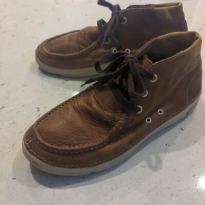 Crocs Leather Chukka Ankle Boots Lace-Up Comfort Brown-White Men's US 8 - Picture 1 of 11