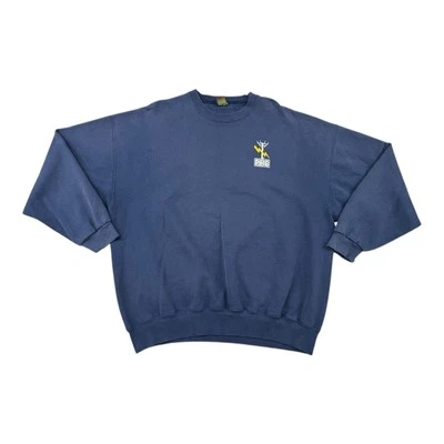 Moletom masculino vintage anos 90 Pike elétrico gola redonda GG azul marinho Cross Creek EUA - Imagem 1 de 4