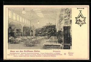 Ansichtskarte Aachen, Wintergarten vom Karlshause Aachen, Hotel-Restaurant - Picture 1 of 2