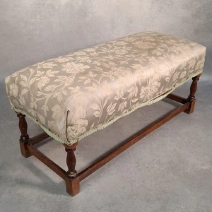 Vintage Upholstered Wooden Bench / Footstool – Floral Fabric – Restoration... - Picture 1 of 16