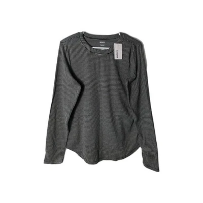 Camiseta acanalada de manga larga Sonoma Goods for Life para mujer, talla L, negra a rayas, nueva Foto 1 de 4