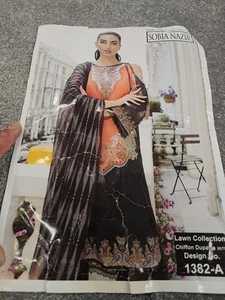 3pc Unstitched Embroidered Luwn Suit with printed chiffon duppat  - Picture 1 of 5