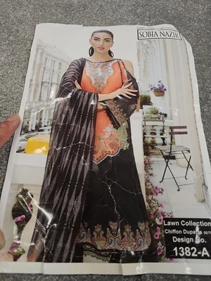 3pc Unstitched Embroidered Luwn Suit with printed chiffon duppat  - Image 1 of 4