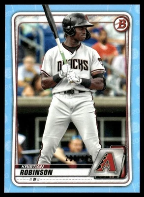 2020 Bowman Draft Sky Blue Kristian Robinson /499 Arizona Diamondbacks #BD-192 - Image 1 of 2