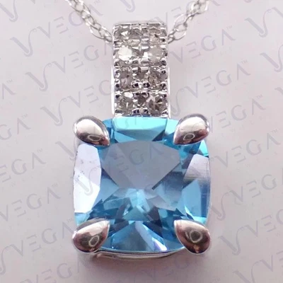 Женская подвеска с натуральным топазом и бриллиантами 5,30 карата с покрытием из белого золота 18 карат - Изображение 1 из 4