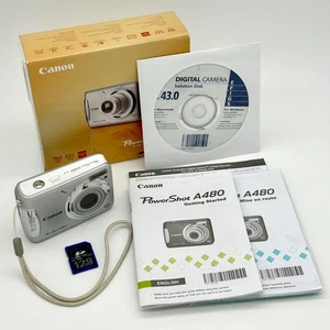 Canon PowerShot A480 Silver Digital Camera 10.0 MP 3.3x Zoom - Tested - Picture 1 of 15