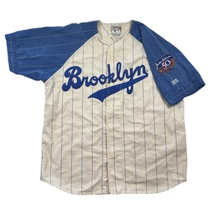 50th Anniversary Jackie Robinson #42 Brooklyn Dodgers Vintage MLB Jersey Size L - Picture 1 of 8
