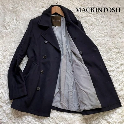 Abrigo MACKINTOSH Azul Marino Lana Guisante Hombres Talla 38 Hecho en Escocia Logo Botones Foto 1 de 4