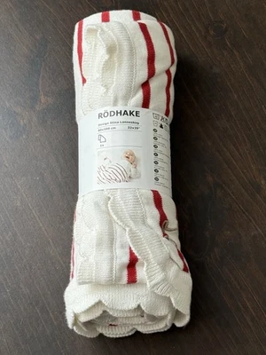 RODHAKE Baby Blanket Stripe White/Red Soft Woven 100% Cotton - 32"x 39" 14oz NWT - Image 1 of 4