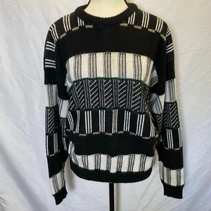 Vintage Poplar Knits Women's Abstract Striped Knit Sweater Medium Made in USA - Picture 1 of 12