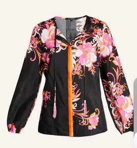 NWOT Kobi Halperin Christine Floral Tie Neck Blouse - Punch Multi XS - Picture 1 of 14