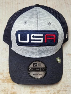 SNAP-BACK New Era Golf Hat 2023 Ryder Cup Adjustable Snapback Blue Gray 9Forty Cap New