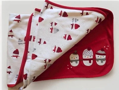 NEW Gymboree Red White Snowman Reversible Winter Retired Baby Holiday Blanket - Image 1 of 4