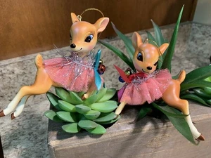 2 Stück Vintage 50er Jahre inspirierter Retro Rentier Weihnachtsschmuck Paar S - Bild 1 von 8