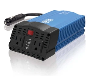 Tripp Lite 375W PowerVerter, 2 AC Outlets, 2 USB Charging Ports, Battery Cables - Picture 1 of 2