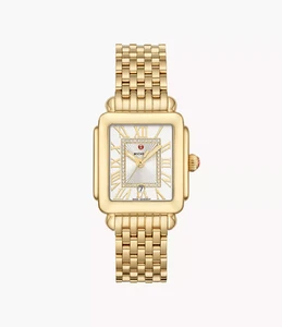 Michele Deco Madison Mid 31mm 18K Gold Diamond Women's Watch MWW06G000014 - Picture 1 of 2