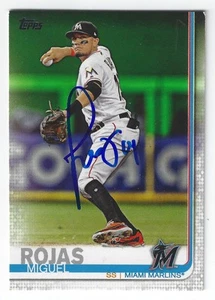MIGUEL ROJAS MIAMI MARLINS SIGNED 2019 TOPPS BASEBALL CARD LOS ANGELES DODGERS - Picture 1 of 1