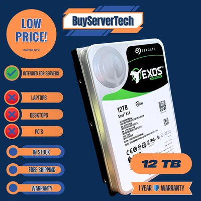 Seagate 12TB Exos X18 7200RPM SAS 12Gb/s 3.5" HDD ST12000NM004J Enterprise Drive