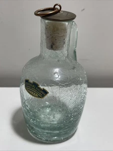 skansen crackle bottle with cork stopper with metal ring - Picture 1 of 6