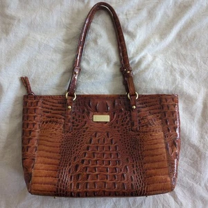 Brahmin Medium Asher Leather Brown Pecan Melbourne Gator Embossed Tote Bag - Picture 1 of 11
